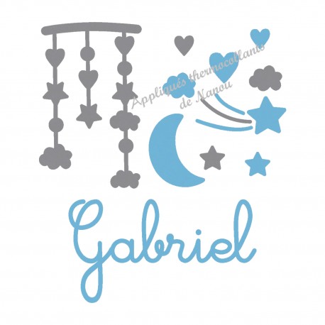 Appliqué thermocollant velours garçon prénom et décorations lit bébé personnalisé