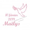 Appliqué thermocollant colombe prénom date baptême naissance