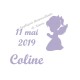 Appliqué thermocollant velours fillette baptême prénom date naissance
