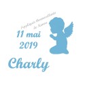 Appliqué thermocollant velours garçon baptême prénom date naissance