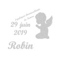Appliqué thermocollant baptême prénom date garçon en flex brillant