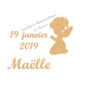 Appliqué thermocollant baptême prénom date fille en flex brillant