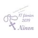 Appliqué thermocollant velours chapelet prénom date baptême