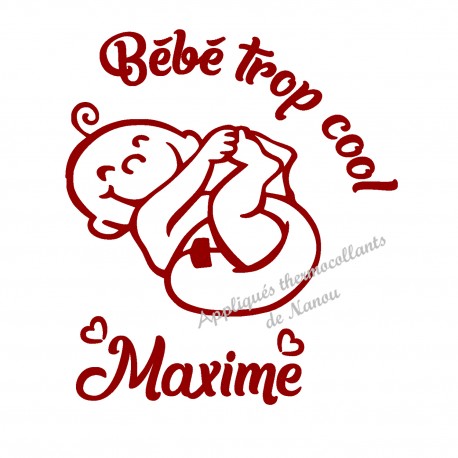 Appliqué thermocollant velours bébé cool prénom garçon