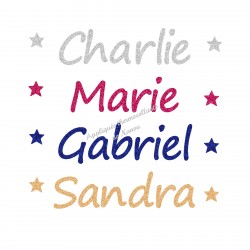 Appliqué thermocollant prénom écriture 11 personnalisé en flex pailleté