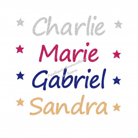 Appliqué thermocollant prénom écriture 11 personnalisé en flex pailleté