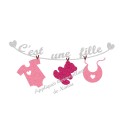 Appliqué thermocollant personnalisé naissance bébé fille rose en flex pailleté