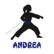 Appliqué thermocollant arts martiaux karaté judo personnalisé fille en flex pailleté