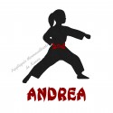 Appliqué thermocollant velours fille arts martiaux karaté judo personnalisé en flex pailleté