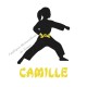 Appliqué thermocollant velours fille arts martiaux karaté judo personnalisé en flex pailleté