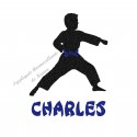 Appliqué thermocollant arts martiaux karaté judo personnalisé garçon en flex pailleté