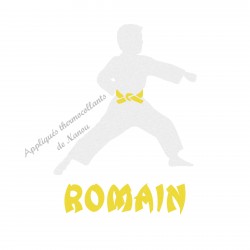 Appliqué thermocollant velours arts martiaux karaté judo personnalisé garçon en flex pailleté
