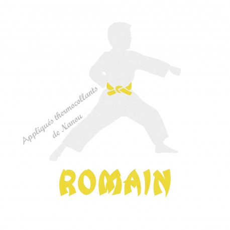 Appliqué thermocollant velours arts martiaux karaté judo personnalisé garçon en flex pailleté