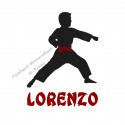 Appliqué thermocollant velours garçon arts martiaux karaté judo personnalisé en flex pailleté