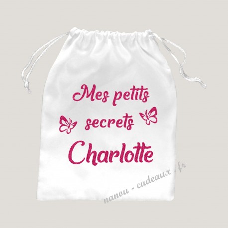 Petit sac personnalisée mes petits secrets papillons