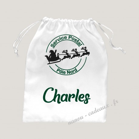 Petit sac personnalisée noël tampon service postal velours
