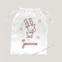 Petit sac pochon personnalisé noël petit renne