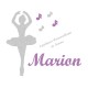 Appliqué thermocollant danseuse argent musique en flex pailleté
