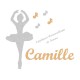 Appliqué thermocollant danseuse argent musique en flex pailleté