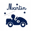 Appliqué thermocollant personnalisé voiture enfant en flex pailleté