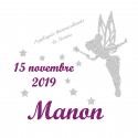 Appliqué thermocollant prénom date fée en flex brillant