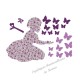 Appliqué thermocollant personnalisé fillette liberty pastel et papillons en flex pailletépailleté