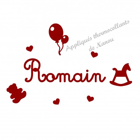 Appliqué thermocollant personnalisé jouets et prénom velours