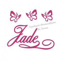 Appliqué thermocollant prénom et jolis papillons velours