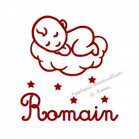 Appliqué thermocollant bébé nuage personnalisé en velours