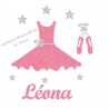 Appliqué thermocollant personnalisé tutu danse rose et ballerine en flex pailleté