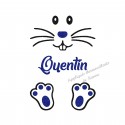 Appliqué thermocollant garçon lapin de pâques personnalisé prénom pailleté