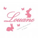 Appliqué thermocollant personnalisé 2 lapins fille en flex pailleté