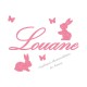 Appliqué thermocollant personnalisé 2 lapins garçon en flex pailleté