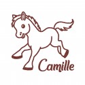 Appliqué thermocollant poney avec prénom personnalisé en flex pailleté