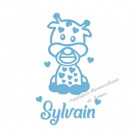 Appliqué thermocollant bébé girafe personnalisé avec prénom velours