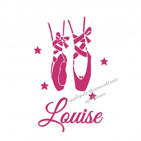 Appliqué thermocollant chaussons danseuse personnalisé avec prénom velours