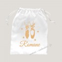 Sac pochon danse chaussons personnalisé avec prénom pailleté
