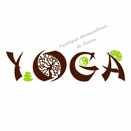 Appliqué thermocollant yoga zen velours brun