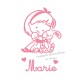 Appliqué thermocollant fille lapin doudou personnalisé avec prénom pailleté