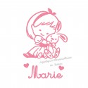 Appliqué thermocollant fille lapin doudou personnalisé avec prénom pailleté