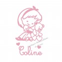 Appliqué thermocollant personnalisé fille ourson doudou velours avec prénom
