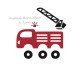 Appliqué thermocollant camion pompier personnalisé avec prénom pailleté