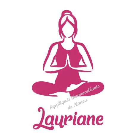 Appliqué thermocollant personnalisé yoga femme velours avec prénom