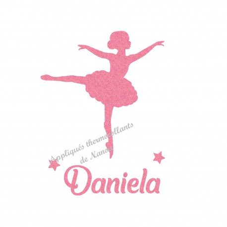 Appliqué thermocollant danseuse ballerine personnalisé en flex pailleté