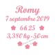 Appliqué thermocollant prénom date taille naissance en flex pailleté