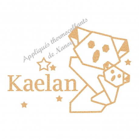 Appliqué thermocollant personnalisé koala origami en flex pailleté
