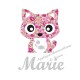 Appliqué thermocollant personnalisé chat en liberty rose et poisson en flex pailleté