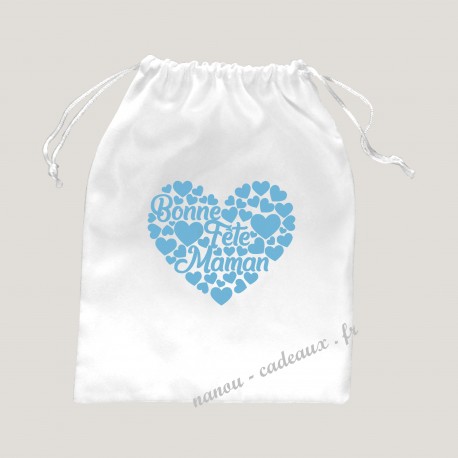 Sac personnalisé Bonne fête maman velours pochon prénom