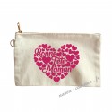 Pochette trousse Bonne Fête Maman cœur pailleté