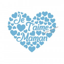 Coeur Je T'aime Maman en flex velours appliqué thermocollant
